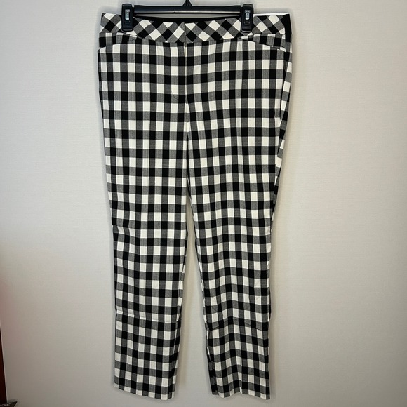Liz Claiborne Pants - Liz Claiborne Emma Slim Leg Ankle Trouser Pants 10 Neutral Gingham NWT Office